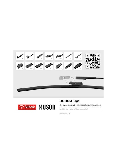 Techmrt Silecek Süpürgesi Muz Tipi 600mm Multi Adaptörlü Ergonomik