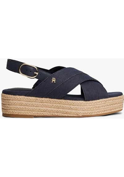 Tommy Hilfiger Denım Espadrılle Platform Sandal Siyah