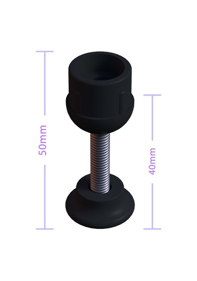 Cateksss 28 Mm Kademeli Plastik Rotil Ayak - Boru Profil Ayağı Tezgah Ayarlı Ayak Siyah - 6 Lı Paket