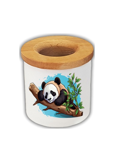 Dalda Bulunan Panda Baskılı Kalemlik Kalem Kutusu Beyaz