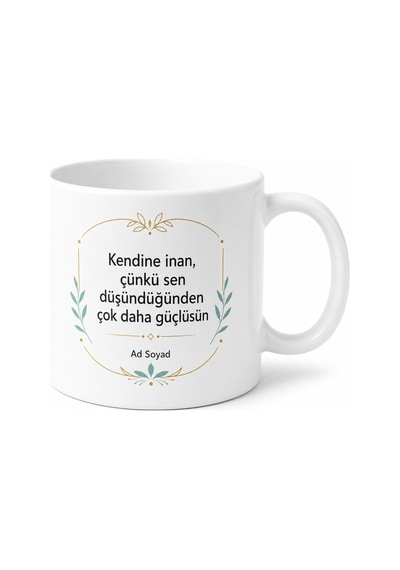 Kendine İnan Temalı Baskılı Kupa Bardak Motivasyon Hediye Beyaz / Çok Renkli