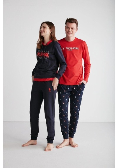 U.S. Polo Assn. - Kadın Lacivert Kapşonlu Pijama Takımı 16945