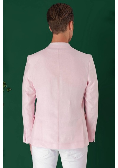 Efor Comfort Fit Çift Yırtmaç %100 Keten Casual Pembe Ceket C 668 Pembe