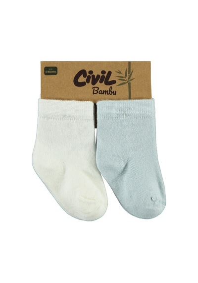 Civil Baby Bebek 2'li Çorap Set 6-18 Ay Ekru-Mavi D3a83041323s1-3 Ekru - Mavi