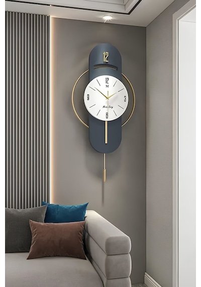 MetaQuartz Aksesuar Exclusive Milano Time Quartz Mekanizmalı Duvar Saati Lacivert - Lake Lacivert
