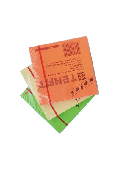 Yapışkanlı Not Kağıdı 3'lü Set, 75x75 Mm, Sarı-yeşil-turuncu