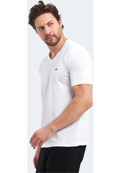 Slazenger KATRIINA Erkek V Yaka Beyaz Tişört