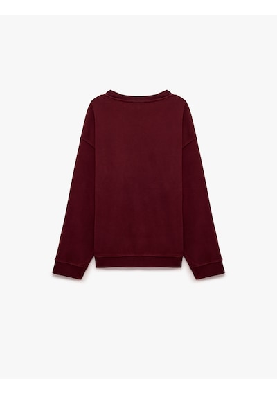 Koton Üç İplik Şardonlu Pamuklu Rahat Kalıp Bisiklet Yaka Baskılı Sweatshirt Bordo 7wam70156mk Koton Üç İplik Şardonlu Pamuklu Rahat Kalıp Bisiklet Yaka Baskılı Sweatshirt Bordo 7wam70156mk