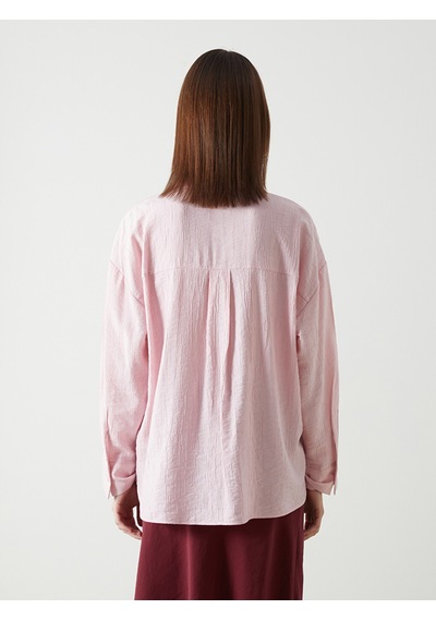 Lcw Vision Pembe Dokulu Oversize Kadın Gömlek