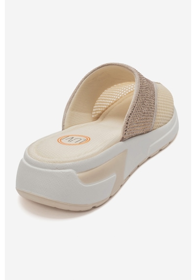 Luvishoes Glea Bej Taşlı Fileli Burnu Kapalı Kadın Terlik Bej