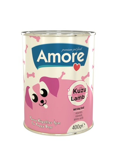Amore Kuzu Parça Etli Puppy Yavru Köpek Konserve Maması 18 x 400 G