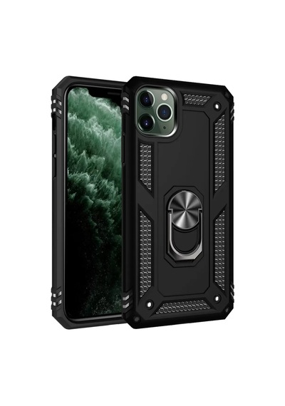 Newface Apple İphone 11 Pro Kılıf Sofya Yüzüklü Silikon Kapak - Siyah