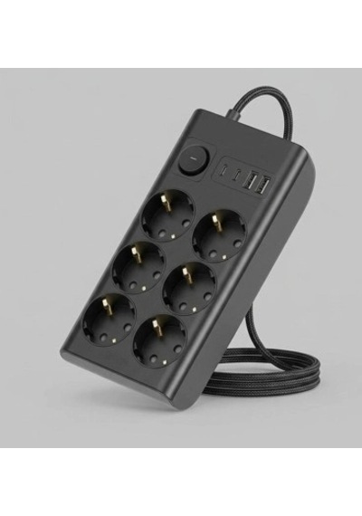 Mep Akım Korumalı 6 Lı Priz 2xusb 2xtype-c Çıkış Yüksek Gerilim Koruma Çoklu Priz Çoğaltıcı Najmaddin 0 - 2 M