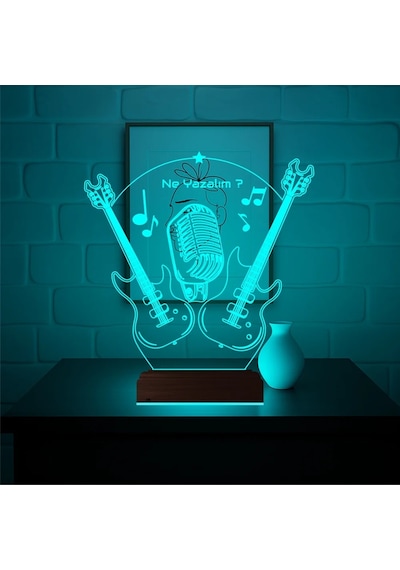 Luvivia Elektro Gitar Gitarist Rock Müzik Kişiye Özel 3d Lamba - Masa Gece Lambası V1 Şeffaf