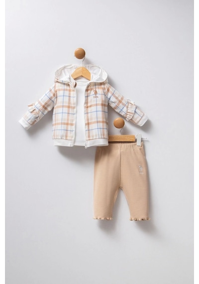 U.S. Polo Assn. Kız Bebek 3lü Takım - Beyaz Beyaz