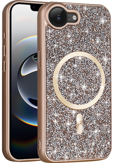 Apple Uyumlu iPhone 17e Kılıf Pırlanta Tasarımlı M-safe Şarj Özellikli Zore Mozaik Silikon Kapak - Titanyum-gri Titanyum - Gri