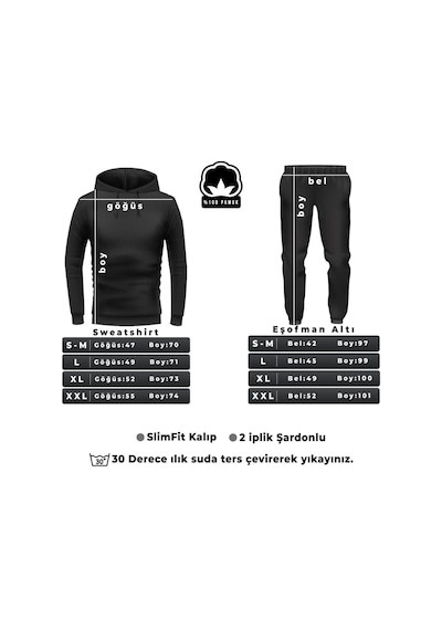 Uyguntarz Unisex Kırmızı Kapuşonlu Uzay Temalı Baskılı Eşofman Takımı