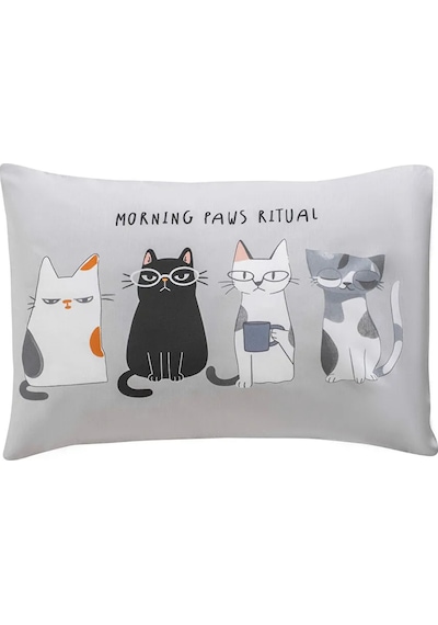 Karışık Kedi Baskılı Pamuklu Yastık Kılıfı 2'li 50x70 Cm Çok Renkli