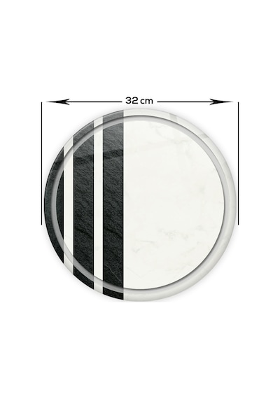 Kanallı Cam Kesme Tablası | Black Rock Şeritli | Çap32cm