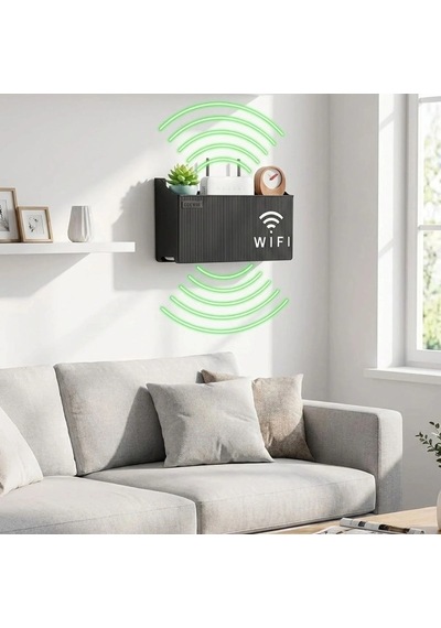 Duvar Tipi Wi-fi Modem Saklama Kutusu Siyah Kablo Düzenleyici Router Raf Organizer 5365
