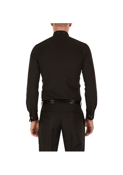 Efor Slim Fit Duble Manşet Ata Yaka Siyah Damatlık Smokin Gömlek Gk 148 Siyah