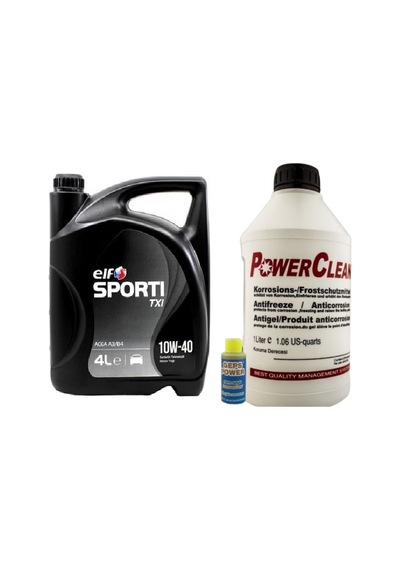 Elf Sporti TxI 10W-40 Motor Yağı 4 L + Power Clean Yeşil Antifriz 1 L + Cam Suyu Konsantresi 80 ML