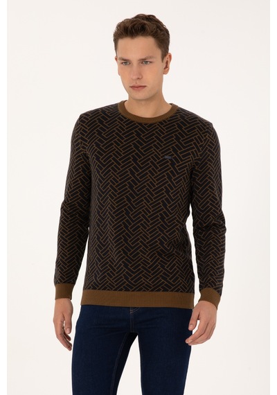 U.S. Polo Assn. Erkek Slim Fit Bisiklet Yaka Haki Kazak 50308343-VR027