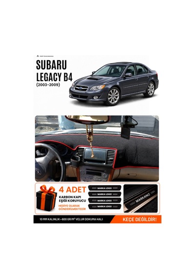 Subaru Legacy B4 2003-2009 Uyumlu Torpido Örtüsü, Torpido Kılıfı - Siyah Kırmızı