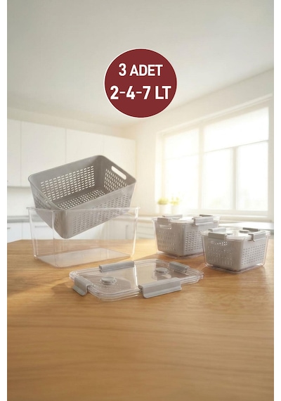 Selka Home Lavin 3'lü Saklama Kabı ( 2-4-7 Lt. )