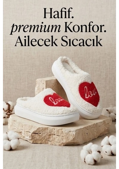 Hafif Ve Yumuşak Peluş Kaymaz Taban Anne Çocuk Misafir Kalp Love Yazılı Ev Terliği 5808 Kırmızı Hafif Ve Yumuşak Peluş Kaymaz Taban Anne Çocuk Misafir Kalp Love Yazılı Ev Terliği 5808 Kırmızı