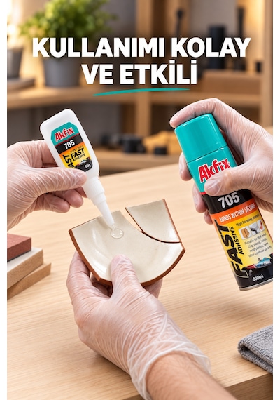 Akfix 705 Hızlı Yapıştırıcı 200 Ml / 50 Gr Aktivatörlü Mdf Kit Ga060 6 Adet