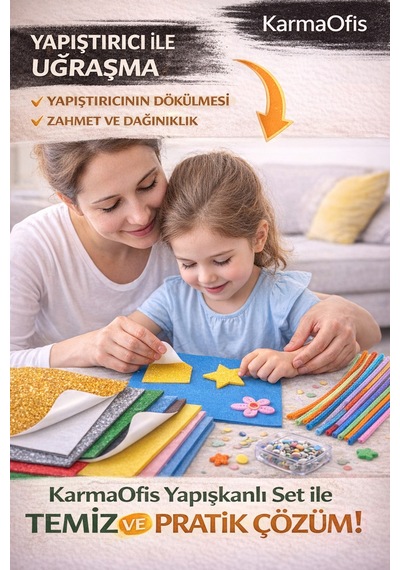 Yapışkanlı Hobi Seti A4 10 Lu Simli Yapışkanlı Eva, 10 Lu Yapışkanlı Eva, Keçe, Elişi Kağıdı, Şönil