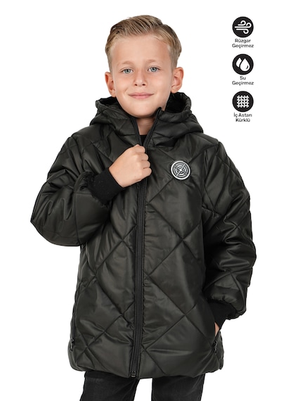 Merdia Kids Erkek Çocuk Su Ve Rüzgar Geçirmez İçi Kürklü Kapüşonlu Mont Baklava Desenli Siyah Merdia Kids Erkek Çocuk Su Ve Rüzgar Geçirmez İçi Kürklü Kapüşonlu Mont Baklava Desenli Siyah