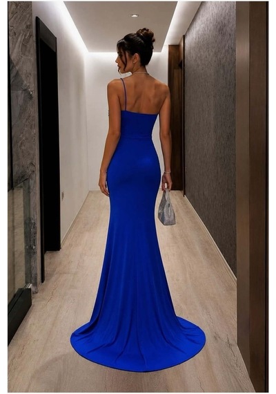 Genel Markalar Kadın Yeni Sezon Tek Omuz Taş Detaylı Abiye Elbise Saks - 925383516 Saks