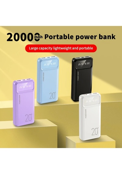 Sunshine022 Taşınabilir Şarj Cihazı 20000mah Beyaz Power Bank Çift Usb