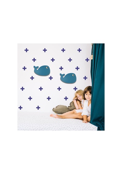 Lacivert Renkte Artı Şeklinde Duvar Sticker Seti 125 Adet - 5cm