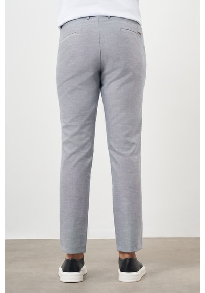 Morven Erkek Gri Poliviskon Trend Desenli Lastikli Slim Fit Pantolon Gri