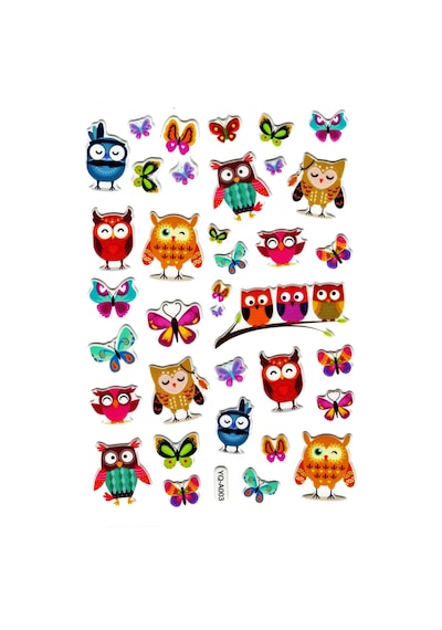 Sticker Kabartmalı Stiker Defter Planlayıcı Etiket Yqa003 -20x14cm - Baykuş Kelebek