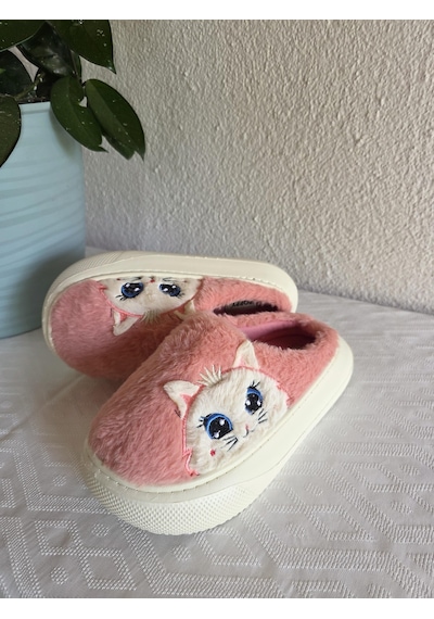 Kadın Kedili Peluş Rahat Ev Terliği 25bnt133 Pembe