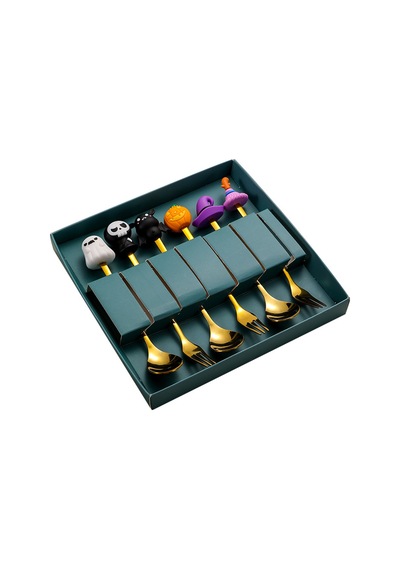 Premium Çocuk Cadı Figürlü Paslanmaz Çelik Uçlu Çatal-kaşık Set, 6 Parça 24+ Ay