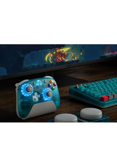 8bitdo Ultimate 2 Kablosuz Oyun Kolu Windows, Android, Apple Uyumlu Hall Effect 2.4g Controller Şeffaf Mavi Clear Blue