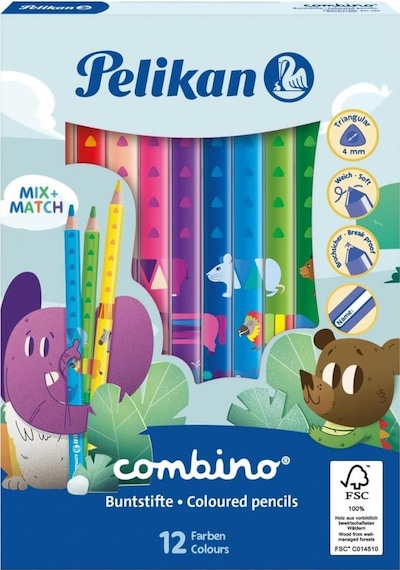 Pelikan Combino 12'li Jumbo Kuru Boya Kalemi / 811194 Çok Renkli