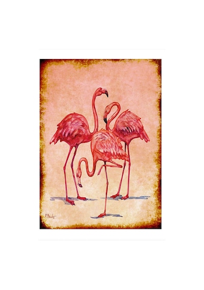 Bedeko Renkli Flamingolar Hediyelik Mdf Tablo 25 Cm X 35 Cm