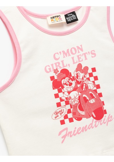Koton Minnie Mouse Lisanslı Baskılı Kolsuz Bisiklet Yaka Pamuklu Atlet Ekru 5skg30122ak Ekru