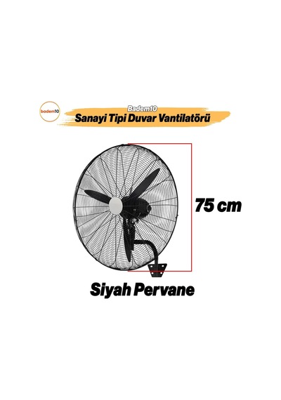 Ayrex Sanayi Tipi 75 Cm 210 W Duvar Vantilatörü Endüstriyel Geniş Sessiz Duvara Monte Fan