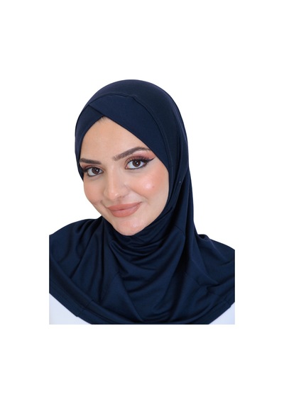 Modish Group Kadın Hazır Türban Çapraz Tek Parça Pratik Namaz Başörtüsü Lacivert