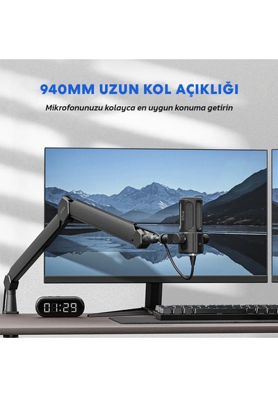 Fifine Bm66 Profesyonel Masaüstü Mikrofon Standı Beyaz
