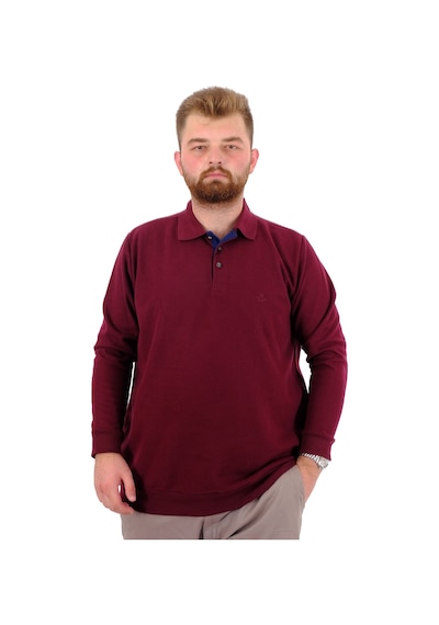 Mode Xl Büyük Beden Erkek Sweat Polo Yaka Selanik Nakışlı 20440 Mürdüm Mürdüm