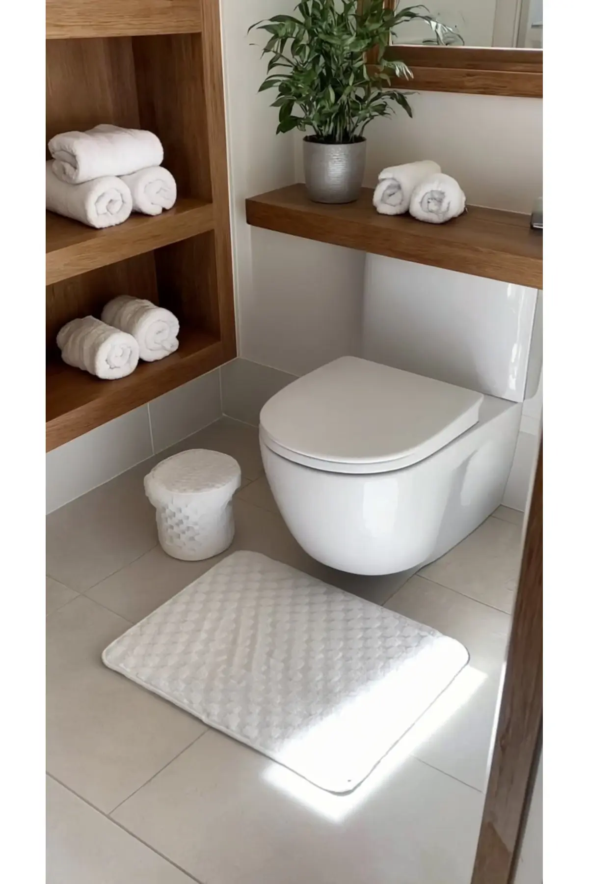 Bonny Yumuşak Ve Emici Beyaz 2 Li Paspas Seti Modern, Şık Ve Kaydırmaz Yüzey 60x90 & 50x60 Cm