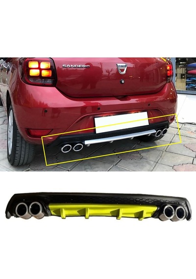 Dacia Sandero Sarı Difüzör Çiftli Yuvarlak Egzoz Görünümlü D Tip Difizör Uyumlu